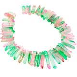 Titanium Coated Crystal Points Sticks Bars 15 inch Strand