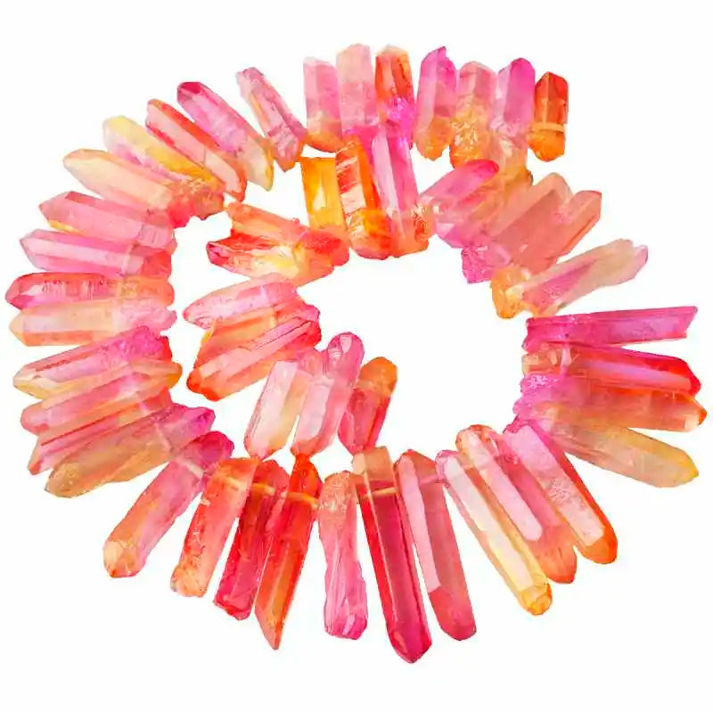 Titanium Coated Crystal Points Sticks Bars 15 inch Strand