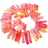 Titanium Coated Crystal Points Sticks Bars 15 inch Strand