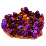 Titanium Coated Crystal Quartz Purple Cluster Geode Druzy Specimen