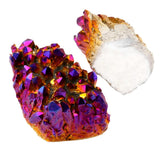 Titanium Coated Crystal Quartz Purple Cluster Geode Druzy Specimen