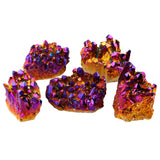 Titanium Coated Crystal Quartz Purple Cluster Geode Druzy Specimen