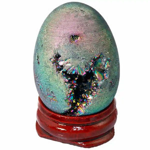 Titanium Coated Quartz Druzy Agate Geode Crystal Egg Sphere Figurine