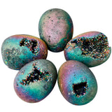 Titanium Coated Quartz Druzy Agate Geode Crystal Egg Sphere Figurine