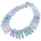 Pink Titanium Coated Quartz Crystal Points 16" Strand