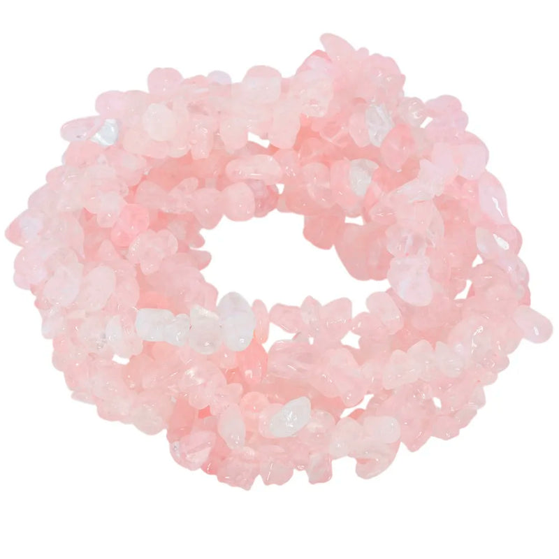 Pink Quartz Crystal Tumbled Chips Stone Beads Strand 33 inches