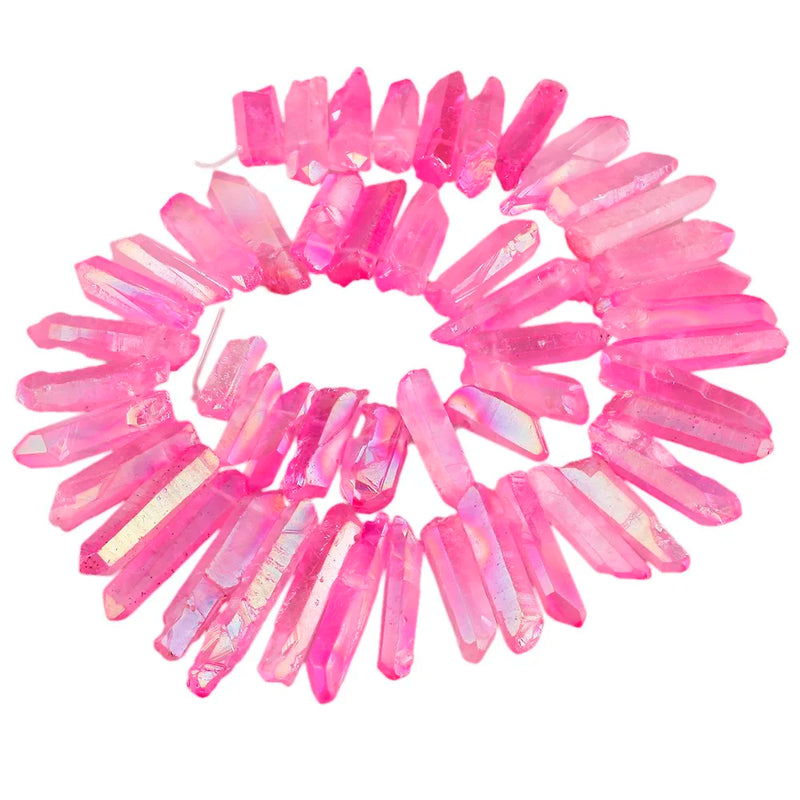 Pink Titanium Coated Quartz Crystal Points 16"