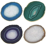 Agate Slices Crystal Coaster Cup Mat Plated Edges Home Decor