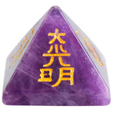 Purple Crystal Pyramid Engraved Usui Reiki Symbol