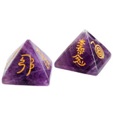 Purple Crystal Pyramid Engraved Usui Reiki Symbol