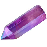 Purple Titanium Coated Crystal Prism Wand Point Healing Reiki Stone