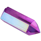 Purple Titanium Coated Crystal Prism Wand Point Healing Reiki Stone
