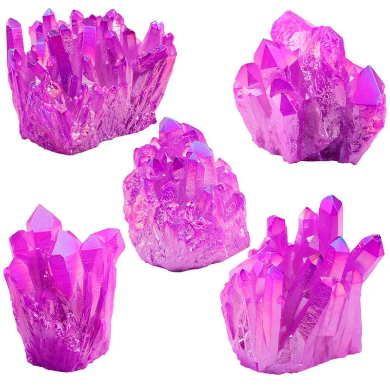 Purple Titanium Coated Crystal Rock Quartz Cluster Geode Druzy Gem Stone