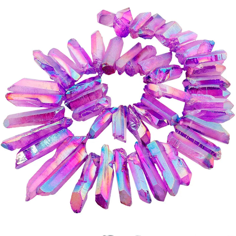 Purple Titanium Coated Quartz Crystal Points 16' Strand