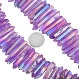 Purple Titanium Coated Quartz Crystal Points 16' Strand