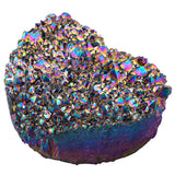 Rainbow Titanium Coated Geode Heart Stone Figurine