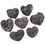 Rainbow Titanium Coated Geode Heart Stone Figurine
