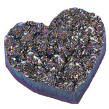 Rainbow Titanium Coated Geode Heart Stone Figurine