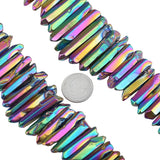 Rainbow Titanium Coated Quartz Crystal Points 16in Strand