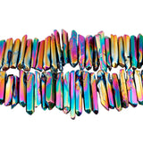 Rainbow Titanium Coated Quartz Crystal Points 16in Strand