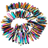 Rainbow Titanium Coated Quartz Crystal Points 16in Strand