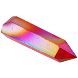 Red Titanium Coated Crystal Prism Wand Point Healing Reiki Stone