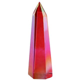 Red Titanium Coated Crystal Prism Wand Point Healing Reiki Stone