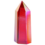 Red Titanium Coated Crystal Prism Wand Point Healing Reiki Stone