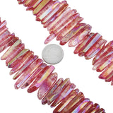Red Titanium Coated Quartz Crystal Points 16" Strand