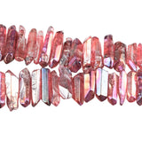 Red Titanium Coated Quartz Crystal Points 16" Strand