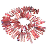 Red Titanium Coated Quartz Crystal Points 16" Strand