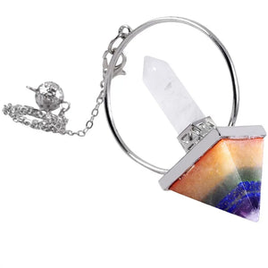 Reiki 7 Chakra Stone Pyramid & Rock Quartz Hexagon Pendulum