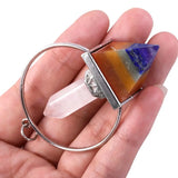 Reiki 7 Chakra Stone Pyramid & Rock Quartz Hexagon Pendulum