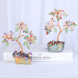 Reiki Green Glass Leaf Crystal Money Tree Quartz Cluster Base