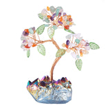 Reiki Green Glass Leaf Crystal Money Tree Quartz Cluster Base