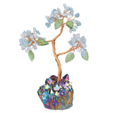 Reiki Green Glass Leaf Crystal Money Tree Quartz Cluster Base