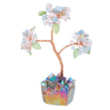 Reiki Green Glass Leaf Crystal Money Tree Quartz Cluster Base