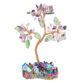 Reiki Green Glass Leaf Crystal Money Tree Quartz Cluster Base
