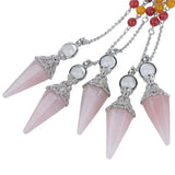 Reiki Crystal Pendulum 7 Chakra Gemstone Point Wicca Jewelry