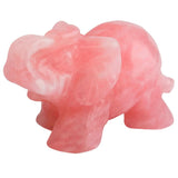 Rose Quartz Crystal Elephant Animal Healing Chakra Figurine 2''