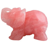 Rose Quartz Crystal Elephant Animal Healing Chakra Figurine 2''