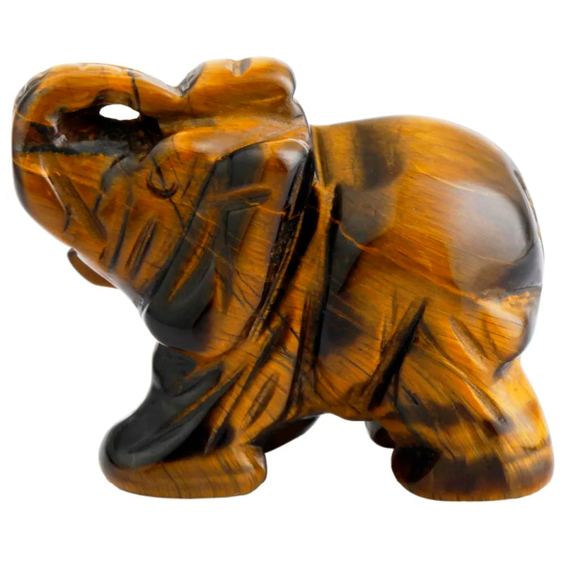 Tiger's Eye Stone Elephant Animal Figurine 2''