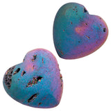 Titanium Coated Agate Druzy Geode Heart Crystal Quartz Gemstone