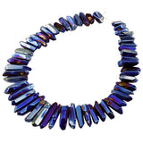 Titanium Coated Crystal Quartz Point Beads Top Drilled Rough Sticks