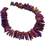 Titanium Coated Crystal Quartz Point Beads Top Drilled Rough Sticks