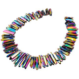 Titanium Coated Crystal Quartz Point Beads Top Drilled Rough Sticks