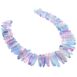 Titanium Coated Crystal Quartz Point Beads Top Drilled Rough Sticks