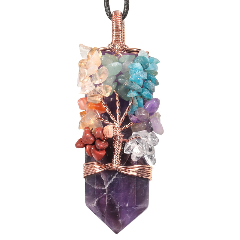 Tree Of Life Pendant Natural Crystal Gravel Minerals Reiki Sword Shape