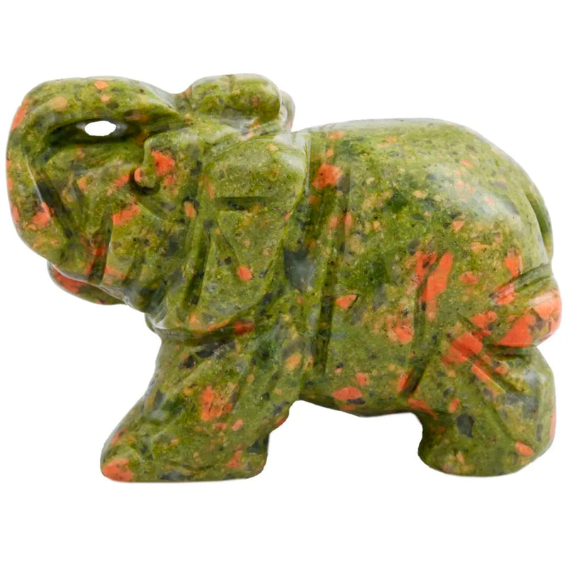 Unakite Stone Elephant Animal Healing Chakra Figurine 2''