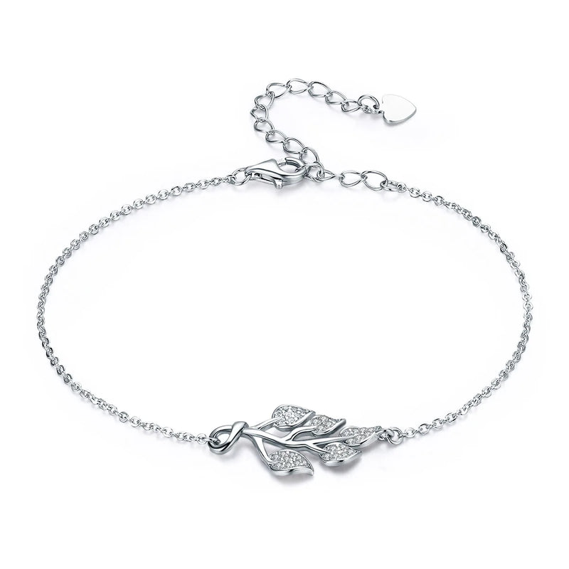 Silver Rainbow Crystal Chain Link Bracelet for Women